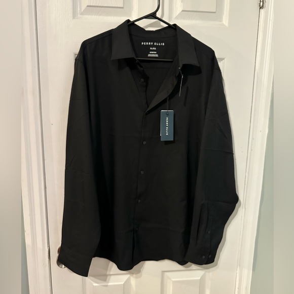 Perry Ellis mens black XL total stretch expandable collar dress shirt formal - Picture 1 of 11